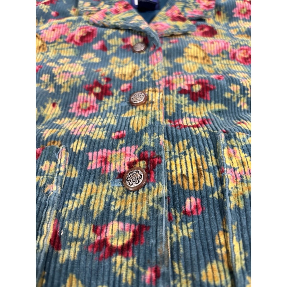 Vintage Gap Womens Floral Corduroy Vest M Cottage Victorian Twee Academia Button - Picture 6 of 8
